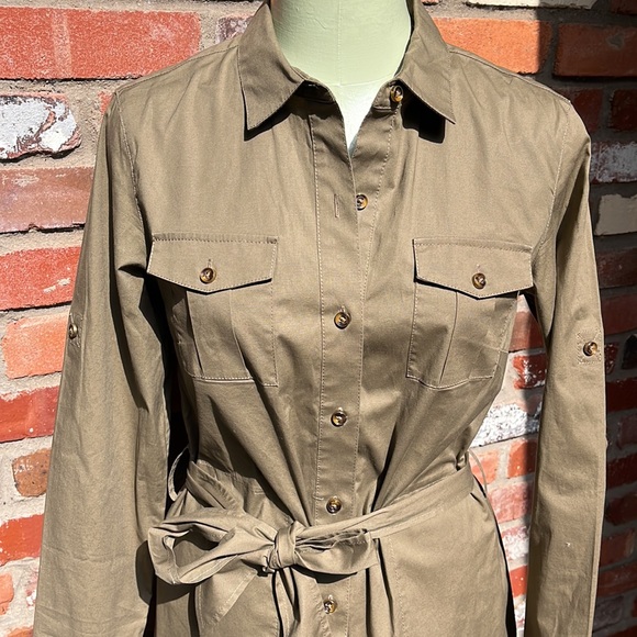 Banana Republic Army Green Belted Shirt Dress size 6 - Picture 3 of 6